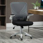 Vinsetto Mesh Task Office Chair with Lumbar Support and Armrests - Grey-Tilting function for taking a break and stretching out your back