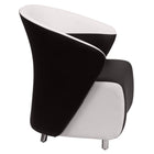 Flash Furniture Leather Curved Barrel Back Lounge Chair with Melrose White Detailing - Black-Black LeatherSoft Upholstery