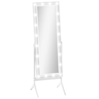 HOMCOM Full Length Mirror with Lights Adjustable Angles - 18.4" W x 60.2" H - White-Full-body reflection allows head-to-toe outfit checks 