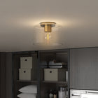 Hudson&Canal - Plafonnier encastré Henri de de 25,4 cm de large avec abat-jour en verre - Laiton/Transparent-Conçu pour une ampoule à incandescence de 60 W - ampoule LED de 9 W, ampoule fluorescente (CFL) de 13 W ou ampoule LED à ballast automatique de 9 W, ampoule à culot E26, ampoule non incluse