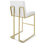 Modway Privy Gold Stainless Steel Upholstered Fabric Bar Stool - Gold White-Non-Marking Foot Caps