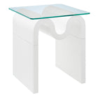 Modway - Ondine Plateau en verre Table d’appoint - Blanc-Forme ondulatoire unique