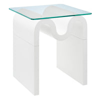 Modway - Ondine Plateau en verre Table d’appoint - Blanc-Forme ondulatoire unique