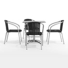 Flash Furniture – Table carrée de 27,5 po en aluminium/4 chaises en rotin noir, intérieur/extérieur (TLH-ALUM-28SQ-020BKCHR4-GG)-Certifié ANSI et BIFMA