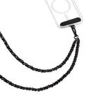 Evry - Chaîne métallique universelle et sangle de téléphone en cuir végétalien pour porter en bandoulière - noir et noir-Compatible avec tous les smartphones