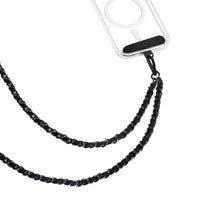 Evry - Chaîne métallique universelle et sangle de téléphone en cuir végétalien pour porter en bandoulière - noir et noir-Compatible avec tous les smartphones