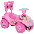 Qaba Toddlers Push Car with Music, Lighting - Pink-Safety design includes a high backrest and anti-over-backward device for secure play 