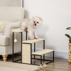 PawHut 3-Step Carpeted Pet Stairs - Cream White-Support their step whether they're growing old, short of stature or injured 