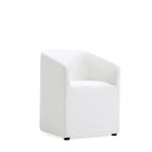 Manhattan Comfort - Fauteuil de salle à manger moderne Anna rond 59 cm, revêtement en similicuir crème-Capacité de poids 136 kg