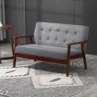 HOMCOM - Canapé loveseat 44,5 po pour chambre avec cadre en bois - gris-Assise et coussin de dossier rembourrés de mousse épaisse pour un confort optimal 