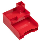 JAM Paper Stackable Office Desk Deluxe Organizer Set - 1 Top Tray, 2 Letter Trays, & 1 Pen Holder - Red-Stackable Paper Trays Deluxe Desk Set | Colour: Red