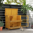 PawHut - Clapier en bois pour lapin avec 2 grandes rampes et plateaux pour la maison principale, jaune-Dispose d'un design à 2 pièces pour un espace généreux 