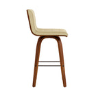 Armen Living - Vienna Tabouret de Bar Pivotant de 66 cm de Hauteur de Comptoir en Finition Bois Noyer avec Similicuir Crème-5