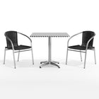 Flash Furniture – Table carrée de 31,5 po en aluminium, 2 sièges noirs en rotin, int/ext (TLH-ALUM-32SQ-020BKCHR2-GG)-Garantie : Limitée de 5 ans (pièces en métal fixes), 2 ans sur les pièces mobiles (détails avec le produit)