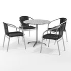 Table ronde en aluminium de 31,5 po avec 4 chaises en rotin noir, intérieur/extérieur (TLH-ALUM-32RD-020BKCHR4-GG)-Ensembles pour l’intérieur et l’extérieur