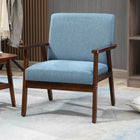 HOMCOM - Fauteuil d’appoint moderne avec siège rembourré - pieds en bois pour chambre - bleu-Les pieds réglables assurent une stabilité sur sol irrégulier   
