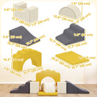 Qaba - Ensemble de blocs d’escalade en mousse pour bébé, jaune, ensemble de 7-Housse amovible et lavable pour garder les blocs frais et faciles à nettoyer 