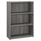 Monarch Specialties 7478 36"H Bookcase - Grey With 3 Shelves-Elegant grey finish on 3 sides