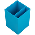 JAM Paper - Pot à crayons en plastique  - bleu-Taille : 2 3/4" x 2 3/4" x 3 7/8" | Comprend deux compartiments pour un accès facile et une organisation supplémentaire.