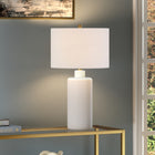 Hudson&Canal Carlina 25" Tall Ceramic Table Lamp with Fabric Shade - Matte White/White-Rated for one 60W incandescent bulb - 9W LED bulb, 13W fluorescent (CFL) bulb, or 9W self-ballasted LED bulb, E26-base bulb, Bulb not included