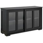 HOMCOM 42" L Modern Kitchen Storage Cabinet with 2 Sliding Glass Doors - Black-Compact sideboard is perfectly for a smaller dining space
