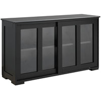 HOMCOM - Armoire de rangement de cuisine moderne 42 po L avec 2 portes coulissantes en verre - noir-Le buffet compact est parfait pour un espace salle à manger plus petit 
