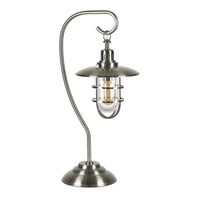 Hudson&Canal - Lampe de table nautique Bay de 56 cm de haut avec abat-jour en verre et métal - Nickel brossé/transparent-Conception de chalet pour votre salon, votre espace de travail ou votre table de chevet