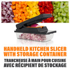 As Seen on TV - NutriSlicer XL Trancheuse et hachoir de cuisine portable 4 en 1 avec récipient de rangement – ​​Noir-Le Nutrislicer XL est conçu pour garantir la sécurité de vos mains lorsque vous coupez et hachez les aliments en les gardant à distance des lames. Le protège-tranchage offre une protection supplémentaire pour garantir la sécurité de vos mains pendant la préparation des repas