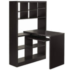 Monarch Specialties 7021 Computer Desk - Espresso Left Or Right Facing Corner-Contemporary, durably designed L shape desk-bookcase combo with storage shelves in a sophisticated espresso brown laminate, finished on all sides.