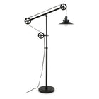 Hudson&Canal - Lampadaire Descartes à large rebord et système de poulie avec abat-jour en métal - Bronze noirci/Bronze noirci-Design moderne du milieu du siècle pour votre salon, votre bureau, votre chambre ou votre coin lecture