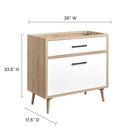 Modway Maverick 36" Bathroom Vanity Cabinet Sink Basin Not Included - Oak/White-9