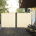 Outsunny Double Retractable Side Awning - 236" x 71" - Cream White-Automatic retractable function easily pulls with handle
