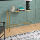Hudson&Canal Henley 42"W Console Table with Glass Top - Brass-Handcrafted finish is applied to the steel frame