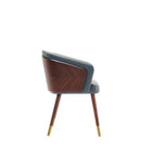 Manhattan Comfort Reeva 23.23" Modern Leatherette Upholstered Dining Chair - Walnut and Graphite Grey  - Set of 2-Legs Made of Beech Wood with Gold Tips for Fashion and Durability