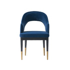 Manhattan Comfort - Fauteuil de salle à manger moderne glamour Carrington 53,1 cm en velours bleu nuit-Chaise de salle à manger moderne et glamour pour usage dans la salle à manger et le salon