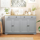 HOMCOM 140" L Sideboard Buffet Cabinet with Storage - Grey-Three-level adjustable shelf meets various storage needs