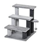 PawHut 19" 3-Step Cat Stairs with Toy - Light Grey-For older cats or those with mobility issues to get on high places 