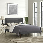 Modway Jessamine Fabric Full Platform Bed with Squared Tapered Legs - Grey-Ten Wood Support Slats 