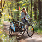 Aosom - Remorque de vélo 2 places pour enfants 2-en-1 poussette double pour bébé - bleu-Équipé d’un harnais de sécurité à cinq points réglable pour la sécurité de l’enfant 