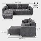 HOMCOM - Canapé sectionnel 3 places en forme de L avec assise intégrée - gris charbon-Tissu aspect lin pour une excellente respirabilité 