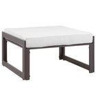 Modway Fortuna Outdoor Patio Ottoman - Brown/White-Modern Outdoor Ottoman