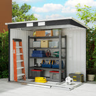 Outsunny 7' x 4' Lean to Outdoor Storage Shed with Foundation Kit-Sliding double door for easy access in and out. Can be locked, lock not included
