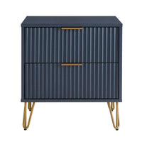 Manhattan Comfort DUMBO 20.07" Modern 2-Drawer Nightstand - Midnight Blue-Modern-Contemporary with a taste of Glam - Nightstand for Bedroom and Living Room Use