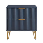 Manhattan Comfort - Table de nuit moderne DUMBO 51 cm à 2 tiroirs - Bleu Minuit-Moderne-contemporain avec une touche de glamour - Table de nuit pour chambre et salon
