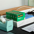Scotch Magic Tape Refill Rolls with Desktop Dispenser - 3/4" - 6 Pack-Preferred tape for offices, homes and schools, ideal for permanent paper mending