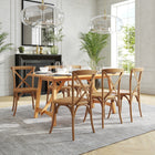 Flash Furniture HERCULES Series Stackable Pecan Wood Cross Back Chair-Stacks up to 8 Chairs High