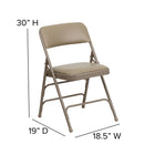 Flash Furniture HERCULES Series Curved Triple Braced & Double-Hinged Beige Vinyl Metal Folding Chair-22mm x 1.2mm Round Steel Pipe Frame