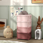 Qaba - Organiseur de jouets pour enfants à 4 niveaux avec 4 bacs de rangement en plastique - Rose-Facile à ouvrir et à fermer, ce qui le rend adapté à votre chéri 