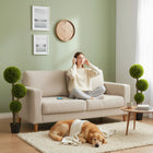 HOMCOM 45" Artificial Boxwood Triple Ball Topiary Tree - Green - 2 Pack-Materials: PE, PP, Cement 