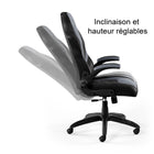 Emerge - Fauteuil de jeu en cuir reconstitué Vortex de la gamme - noir et gris-Le fauteuil est doté d’un soutien lombaire, d’un siège à hauteur réglable et d’un basculement réglable et verrouillable pour un soutien personnalisé